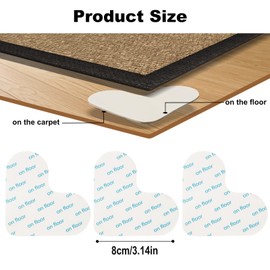 XWCHASA 16Pcs Rug Grippers for Laminate Floor Heart Shaped Rug Grips Carpet Grippers Reusable Anti Slip Mat for Laminate Floor Wooden Hardwood Floor