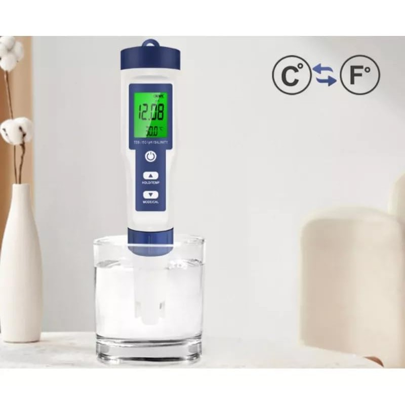 Comprobador Digital 5 En 1 (De Ph/ec/tds/temp./salinidad), Medidor de Calidad