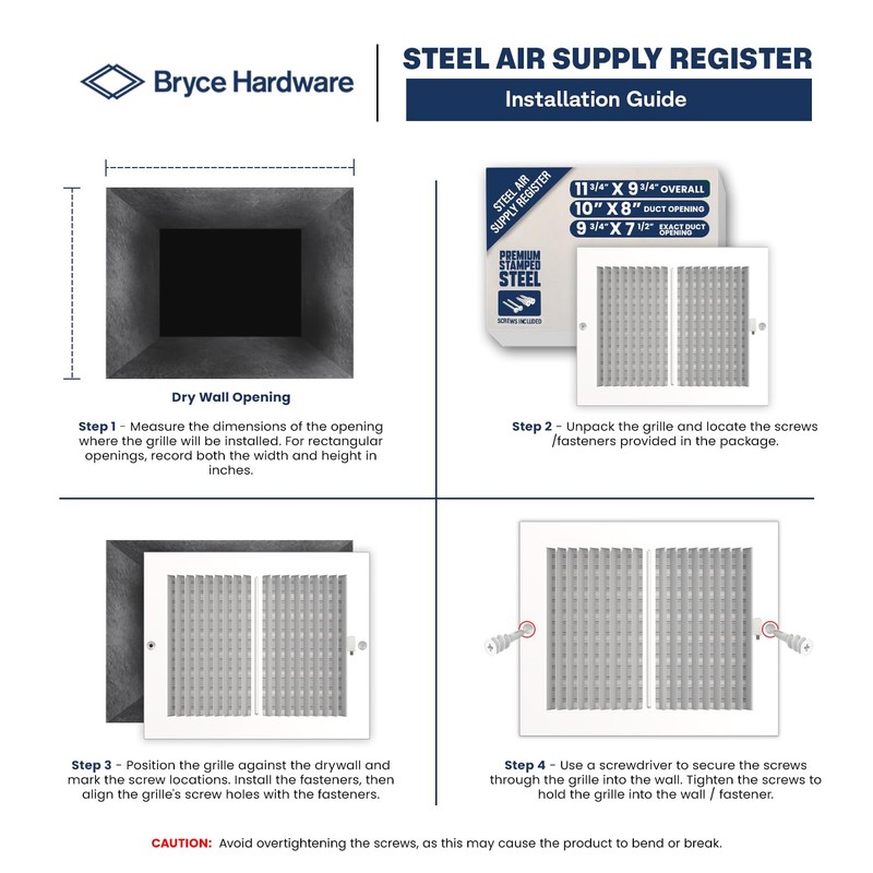 Bryce Hardware 10 x 8 Inch (Duct Opening) White Supply