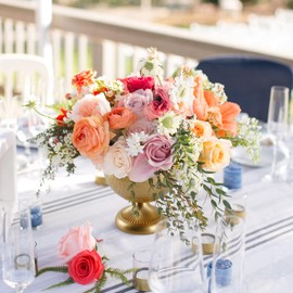 Gold Vases for Wedding Centerpieces, Set of 2 Metal Vase Small Table Centerpiece Flower Stands Wedding Arrangement for Wedding Reception Home Floral Decor Anniversary