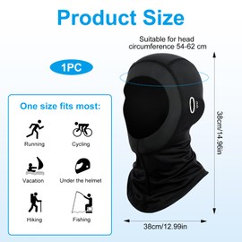 CKDSA Sommer Sturmhaube für Herren und Damen UV-Schutz Kühlung Balaclava Dünn Atmungsaktiv Motorrad Sturmmaske mit Brillenlöchern für Outdoor Sports Radfahren Motorradfahren Schwarz