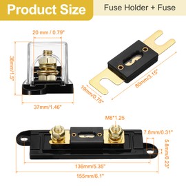sourcing map 2 Set 300 A 32 V ANL Fuse Holder Kit 300 A Fuse 0/2/4/8 Gauge AWG Inline Fuse Block Fuse Box Automotive Fuse Block for Radio Audio Inverter Amplifier