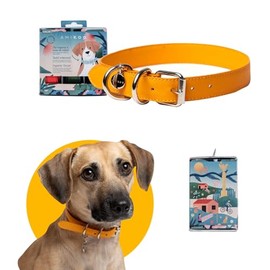 AMIKOO | Collar para Perro | Diseño Artesanal Mexicano | Hecho de Piel Vegana | Compra con Causa | Accesorios para Perros | Cruelty Free | Amarillo | Talla S