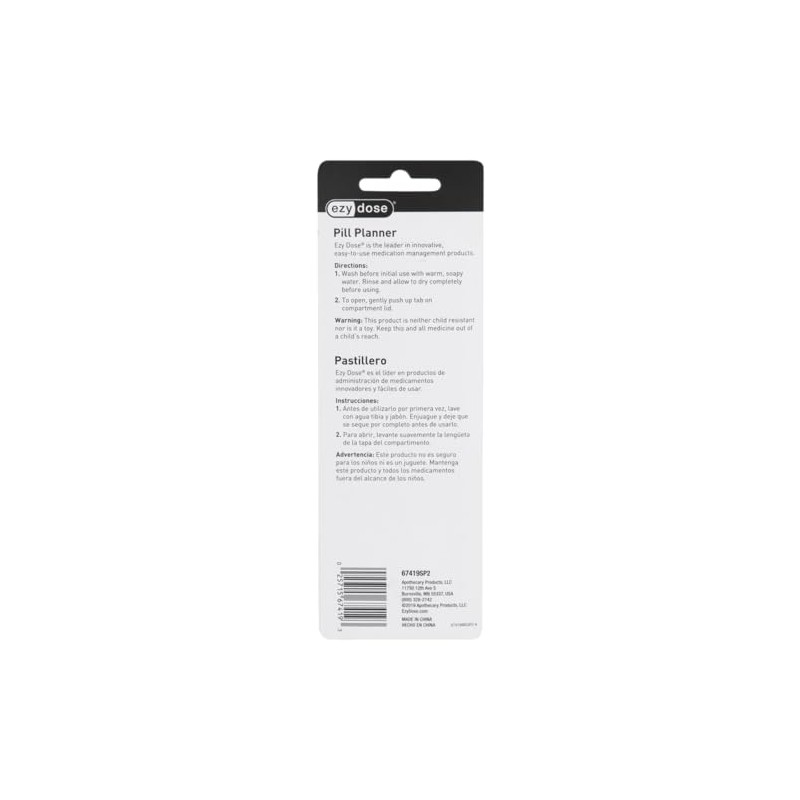 EZY DOSE Pastillero Semanal Grande de Contorno Redondo con 7