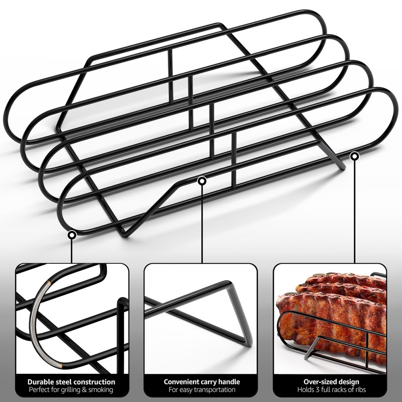 Sorbus Extra Large Non-Stick Rib Rack - Porcelain Coated Steel