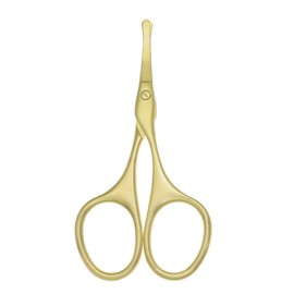 Motanar Multicolor Professional Grooming Scissors for Personal Care Facial Hair Removal and Ear Nose Eyebrow Trimming Stainless Steel Fine Straight Tip Scissors 3.9 Inch (Curved Safety Head Gold)