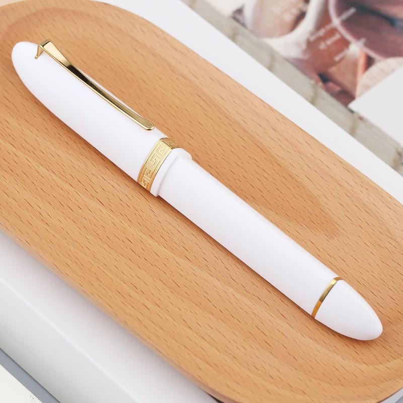 erofa Majohn V60 Triangular Piston Fountain Pen EF Nib, White