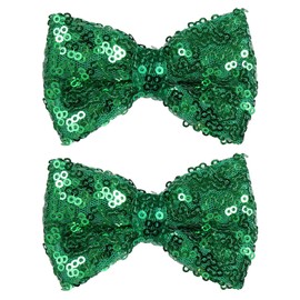 3" Glitter Green Sequin Hair Bows Girls Christmas Sparkly Alligator Clip Cheer Barrettes Hairpins for Kids St Patricks Day Party Dress outfit Decor Accessories Easter Gift