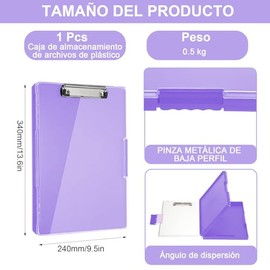 Portapapeles con Doble Compartimentos, Portapapeles transparente con almacenamiento, Portapapele de Almacenamiento de Plástico Multifunción, para médi