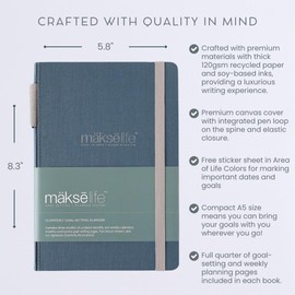 Quarterly Undated Goal-Setting + Weekly Planner, Makselife (Navy)