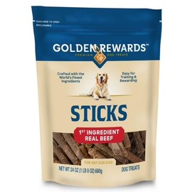 Golden Rewards Dry Beef Stick Dog Treats, 24 oz Bag