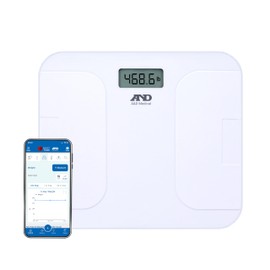 A&D Medical Digital Body Weight Scale, UC-356BLE Bluetooth Bathroom Weight Machine, UltraWide Platform and Large Display, Syncs with A&D App,550lb (249kg), Batteries Included, White