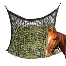 AXVRAV XL Hay Net for Horses 120 x 90 cm, Farming Hay Net, Horse Hay Net with 2 Carabiner Hooks, Hay Net Mesh Size 3 x 3 cm, Capacity 13 kg Feeding Bag, for Species-Appropriate Feeding
