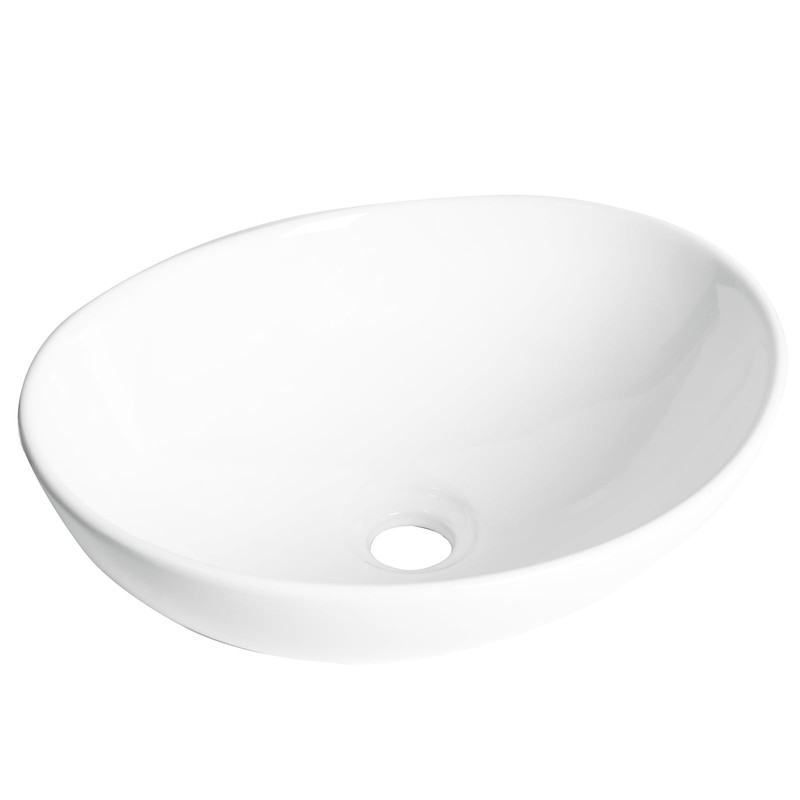 Oval Bathroom Vessel Sink Above Counter, QISHKA 16" x 13"