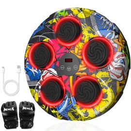 Olook Music Boxing Machine for Adults, Bluetooth Musical Boxing Machine with Gloves,Smart LED Music Punching Boxing Training Equipment Wall Mounted for Home,Office,Gym,Fun Fitness