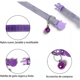 12 Collares para Gatos con Campanas, luz Reflectante y moñ, Material de Nailon, Collares de tamaño Ajustable para Gatitos o Cachorros (12 Colors) (Reflectante+Moño)