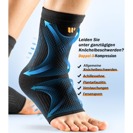 WHCOOL Ankle Brace with 3D Mesh, Lightweight Ankle Brace for Plantar Fasciitis & Achilles Tendon, Adjustable Foot Brace Stabilises Gently for Sports (Black, L)