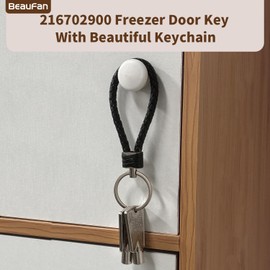 Beaufan Metal Freezer Door Keys Fits Frigidaire, Kenmore & Electrolux Freezer Refrigerator Models, Compare to Part# 216702900, 297147700, 2 Pack Metal Freezer Door Keys & 1 Pack Key Chain