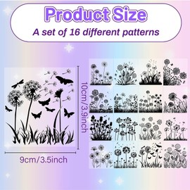 CREATCABIN Pack of 16 Dandelion Silhouettes, Mason Jar Decoration, Butterfly Lantern, Laser Cut-Outs, Ornaments, Scrapbook, Dragonfly, Bee for DIY, Crafts, Christmas, Black, 10 x 9 cm (without