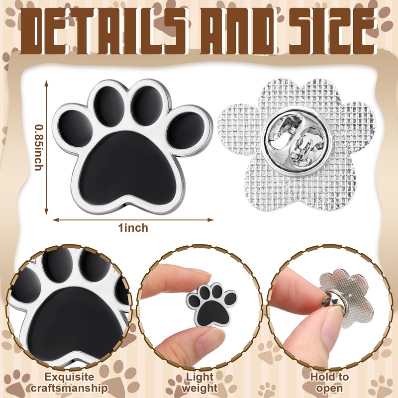 Suncalla 24 Pcs Paw Award Lapel Pins, Dog Paw Enamel