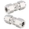 2Pcs 316 Stainless Steel Compression Fitting Straight DoubleFerrule Tube Adapter(Ф10