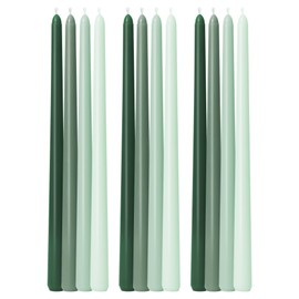 Viyffo Viyffo 12 Inch Green Taper Candles Set of 12 Unscented Smokeless Long Tall Tapered Candle for Candlesticks Sticks Wedding Advent Home Decor Dinner Christmas
