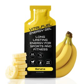 Real Banana Stomach Friendly Energy Gel for Runners, Cycling and Exercise - 24 Energy Gel Packs, 20 g Real-Fruit Carbs & Potassium, 80 Calories, Vegan, Gluten Free, No Sugar or Caffeine Endurance Fuel