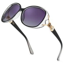 SIPHEW Women's Polarised Oversized Elegant Classic Sunglasses Women Oversize with UV400 Protection, A1 - Black/Clear/Grey