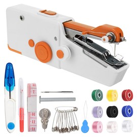 Handheld Sewing Machine with Sewing Kits,Mini Sewing Machine for Quick Stitching Suitable for Home,Travel,DIY (Orange)