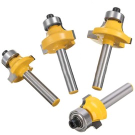 Gasea 4pcs 1/4" Shank Round Over Router Bits Corner Rounding Edge-Forming Edging Tool Set, 5/16" 3/16" 1/4" 1/8" Radius for Woodworking Milling Cutter