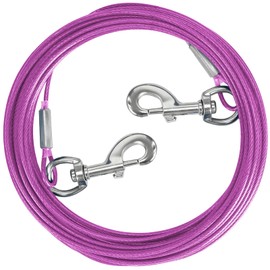 Tie Out Cable for Dogs,10/20/30/50/100FT Dog Leads for Yard Chew Proof,Heavy Duty Tie Out Cable for Large Dogs Up to 125lbs,Dog Runner Tether (Purple, 125Ibs 10ft)