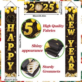 Happy New Year Banner, New Years Eve Decorations, 3PCS New Year Decorations 2025 Banner, New Year Banner, New Years Eve Banner For New Years Eve, New Years Eve Party Yard Indoor Outdoor