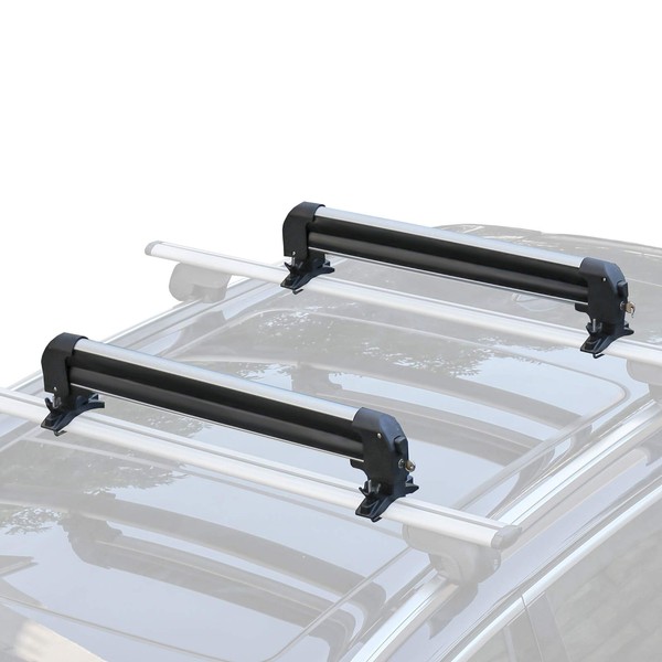 Leader Accessories Car Ski Snowboard Roof Racks, 2 PCS Universal Ski Roof Rack Carriers Snowboard Top Holder, Lockable Fit Most Vehicles Equipped Cross Bars - Deluxe