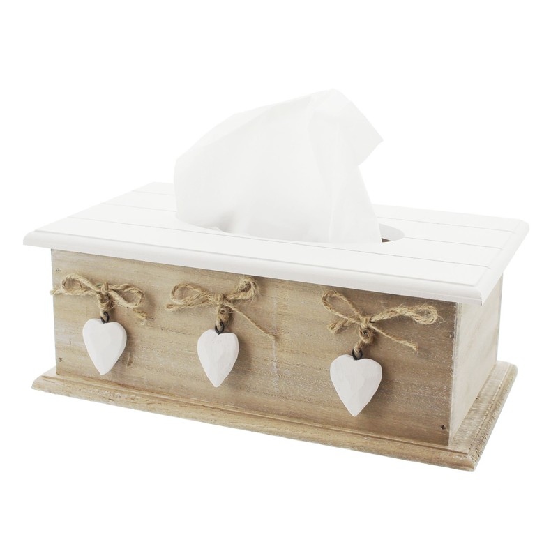 White Heart Tissue Box