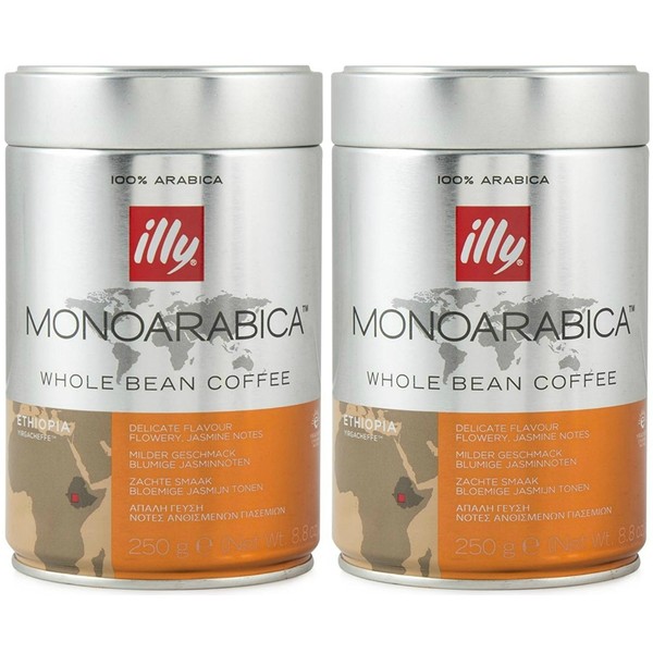 Illy Monoarabica Whole Bean Coffee, Ethiopia, 8.8 Ounces (Pack of 2)
