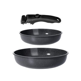 GiPP Ceramic Non Stick Frying Pans Set Removable Handle, Dishwasher & Oven Safe Nonstick Skillets with Detachable Handle, Healthy Cooking Compatible with All Stovetops, PFOA Free, RV Cookware set