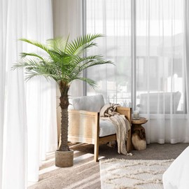 2 Pack Artificial Sago Palm Tree 6ft - Realistic Fake Sago Palm Plants for Indoor/Outdoor Decor - Low Maintenance Tropical Faux Trees with Sturdy Base - UV Resistant, Lifelike Design