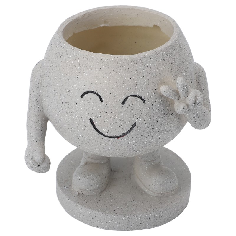 Flower Pot Cute Smile Standing Succulent Flowerpot Fadeless Resin Plant
