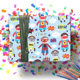 Glick Luxury Flat Wrap, Three Sheets of Super Hero Pop Comic Wrapping Paper, Perfect for Gift Wrapping, Birthday Wrapping Paper, Wrapping Paper for Children, 50 x 70 cm when open