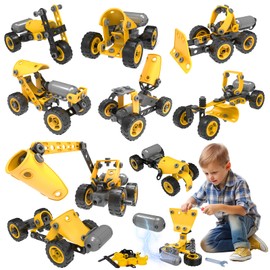 10 in 1 Kids STEM Building Toys, Electric Building Blocks Toys Set for 5 6 7 8+ Year Old Boy, Educational STEM Learning Construction Excavator Kit for Kids Age 4-8 5-7 6-8 8-10