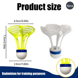 YceLon Pack of 6 Shuttlecocks, Windproof Badminton Balls, 3 Yellow and 3 White Balls for Outdoor and Indoor, Ideal for Family, School and Leisure