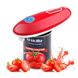 GlasFlength Elektrischer Dosenöffner One Touch Dosenöffner mit glattem Rand (Rot)