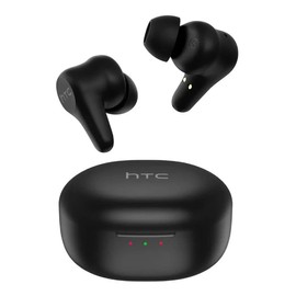 HTC Audífonos Inalámbricos Plus Bluetooth 5.3 con Cancelación Activa de Ruido ANC hasta 33dB, Drivers de 13mm, Reproducción 32 Horas, 4 Micrófonos ENC, Resistentes al Agua IPX5 para iOS y Android