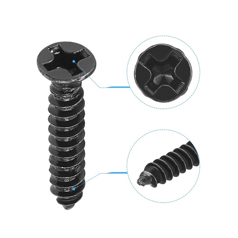 uxcell M3 x 16mm Wood Screws Phillips Flat Head Carbon