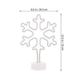 OSALADI Neon Night Lights Plastic LED Snowflake Shaped Night Lamp with Base Desktop Ornaments Props for Christmas Home Table Party Decor (Without Battery White)