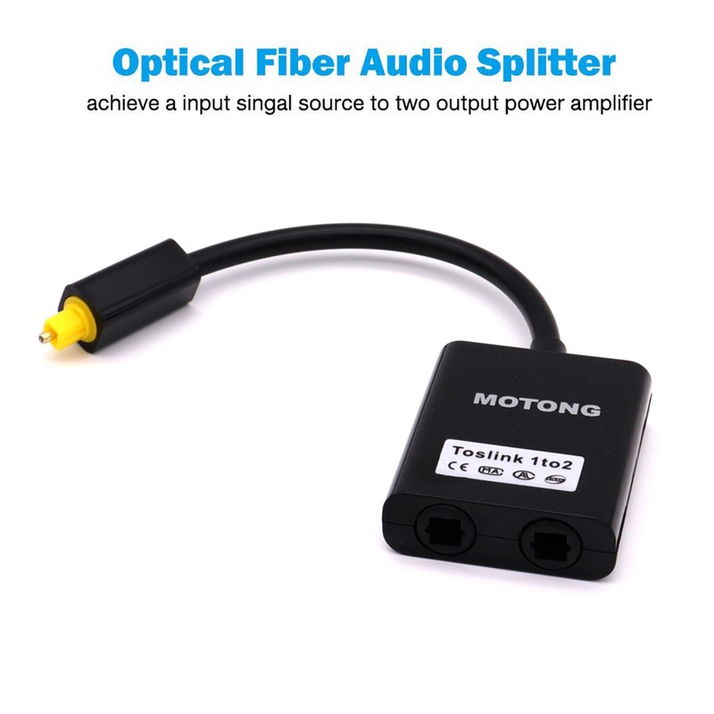 MOTONG Toslink Digital Optical Audio Splitter Adapter 1 in 2