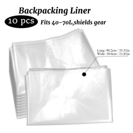 Thick Plastic Bags for Backpacking Bags 23.62x35.43 Inch 10 Pieces 5.5 Mil Pack Inner Liners Clear Multi Use