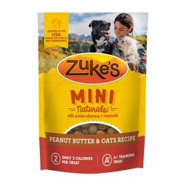 Zuke's Mini Naturals Peanut Butter Oats Recipe Soft Chewy Dog Treats 1 Pound