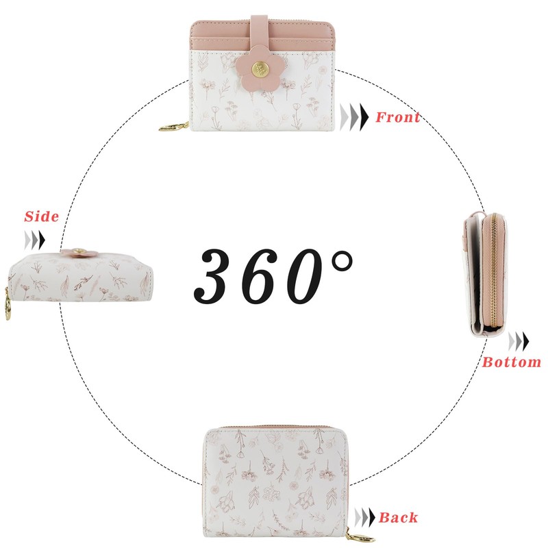 MultiValue Small Wallet for Women, Floral Pattern Cute Wallet with
