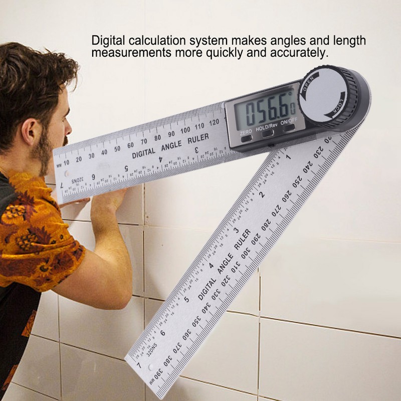 10‑390mm Stainless Steel Electronic Protractor Digital Goniometer Angle Finder Miter